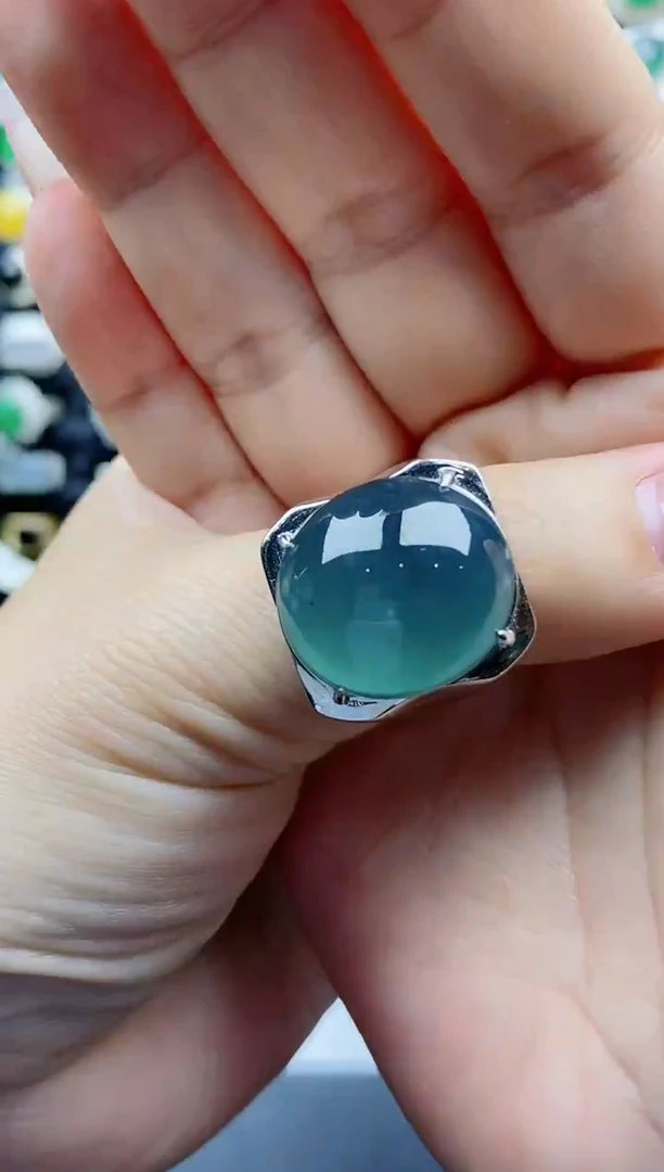 【闪购商品】翡翠戒指银S925镶嵌天然翡翠男戒