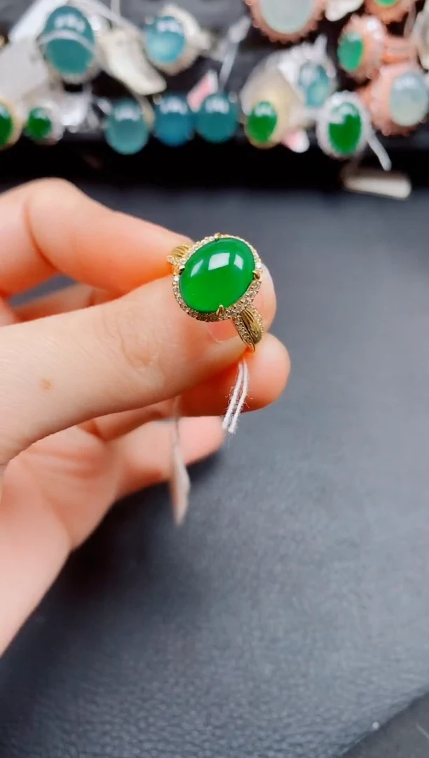 银S925镶嵌戒指翡翠翡翠