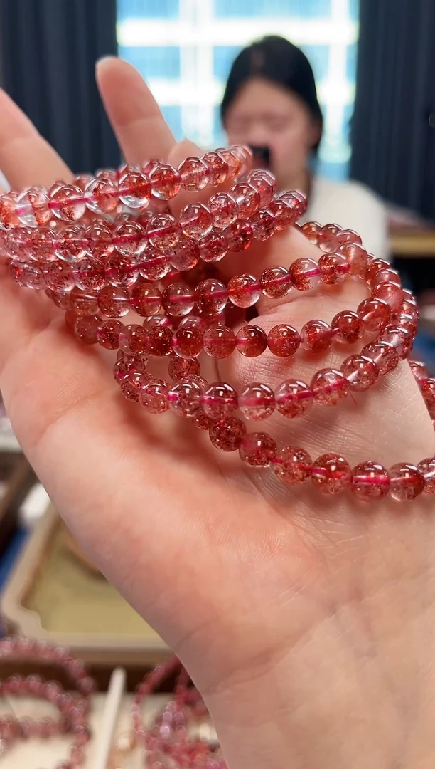 未镶嵌手串水晶金草莓超七单圈手串6mm【多样性发一】