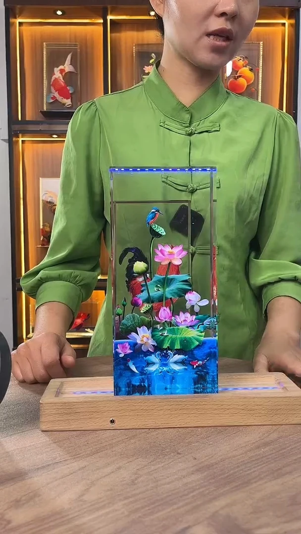 人造水晶24x11荷花无底座