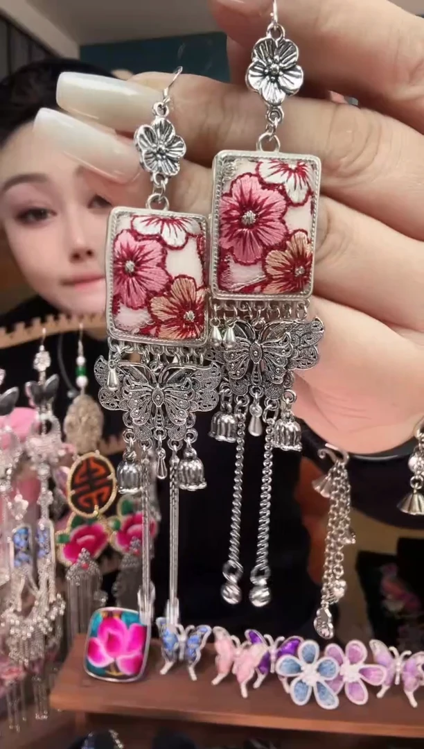 刺绣纯手工民族风刺绣耳环