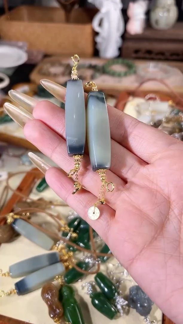 吊坠(不含链)银S925镶嵌和田玉多样性发其一