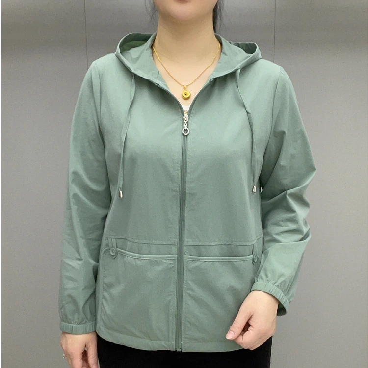 薄款长袖外套户外夏季休闲连帽防晒衣春秋速干女士常规外套25-A38