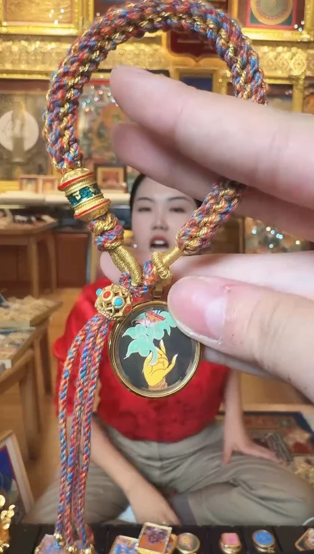 吊坠2.0文老师的手带手绳 热贡纯手绘唐卡