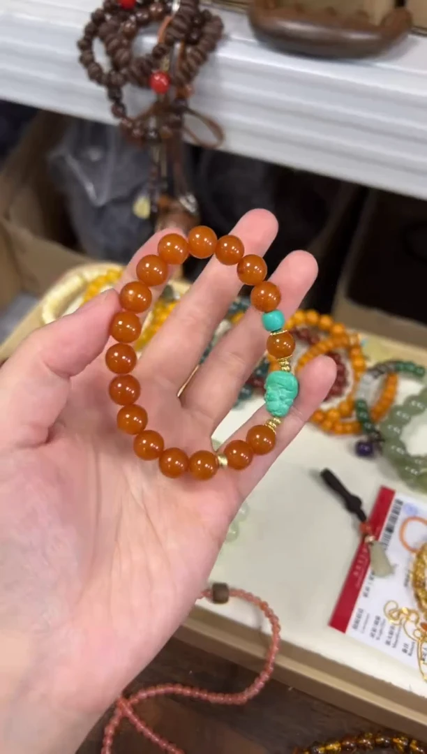 未镶嵌项链蜜蜡孤品鸡油红蜜蜡财姥爷手串[0830]