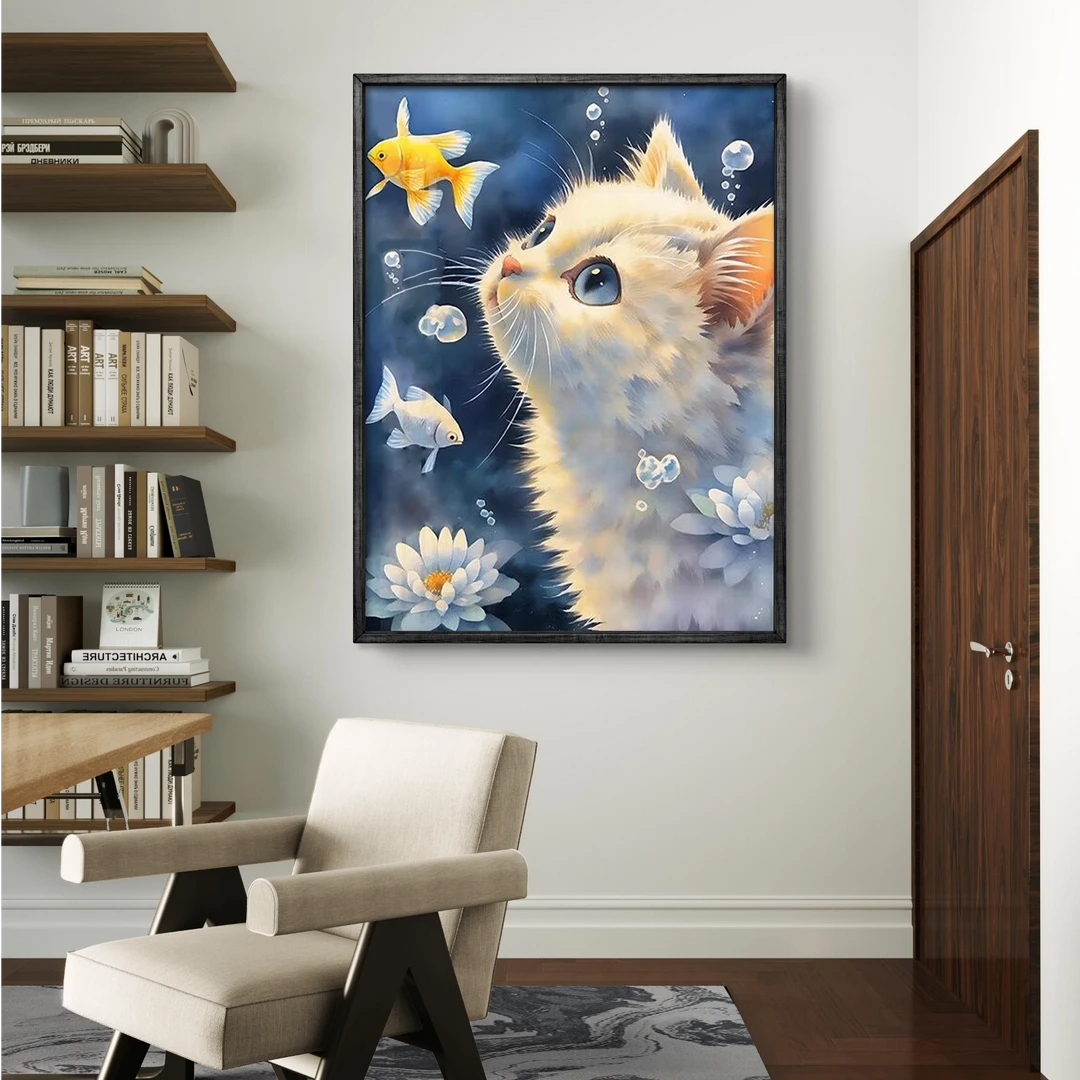 带框2025新年新款猫咪贴钻钻石画手工粘贴大号十字绣高质量20245D