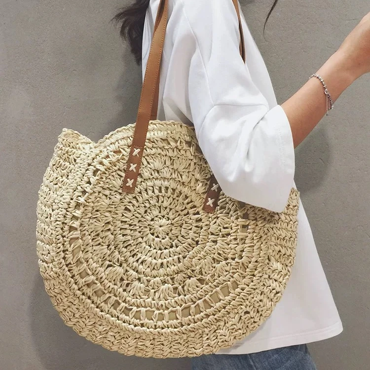 大容量海边草编包女包包2026新款夏时尚通勤编织托特包百搭单肩包