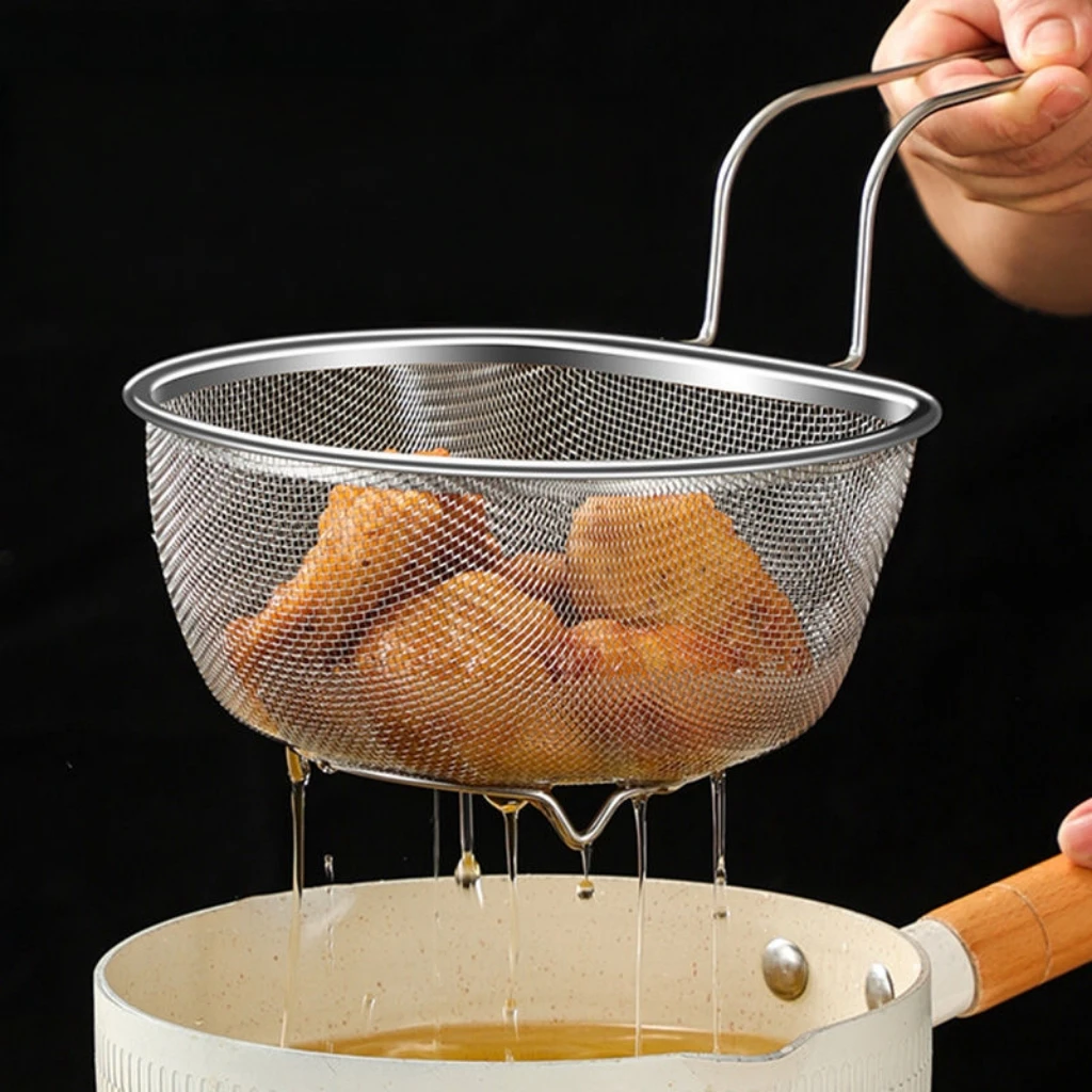 不锈钢油炸网沥油漏网厨房炸篮捞面勺漏勺摆摊过滤网煮面捞勺滤网