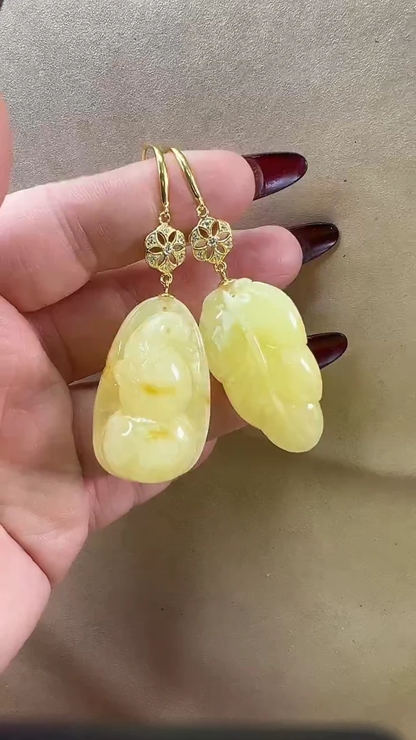 琥珀颈饰未镶嵌耳环