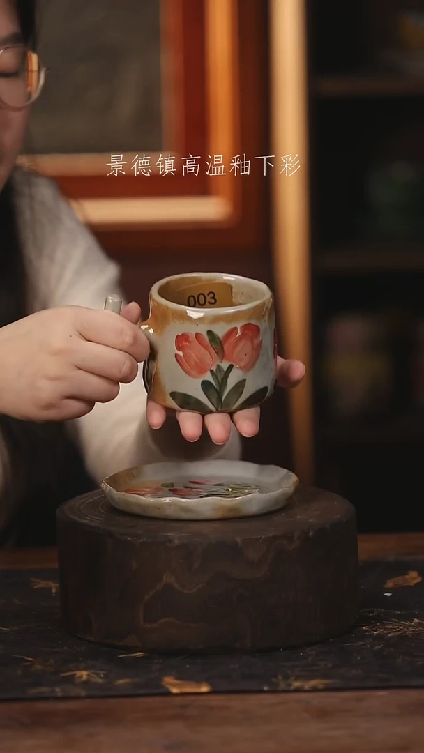 陶瓷景德镇高温釉下手绘陶瓷@L003@