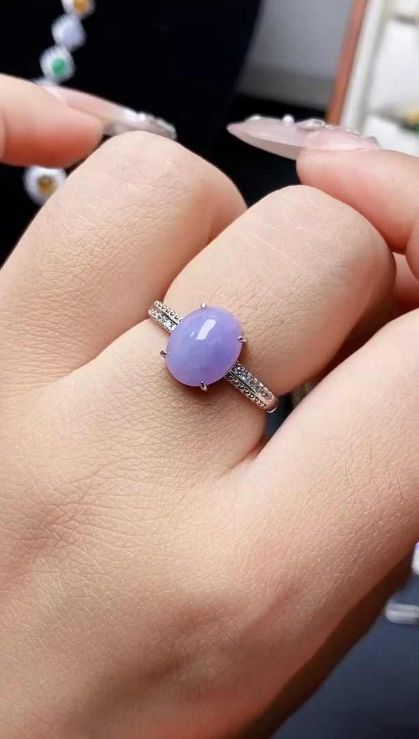 银S925镶嵌戒指翡翠啫*7237