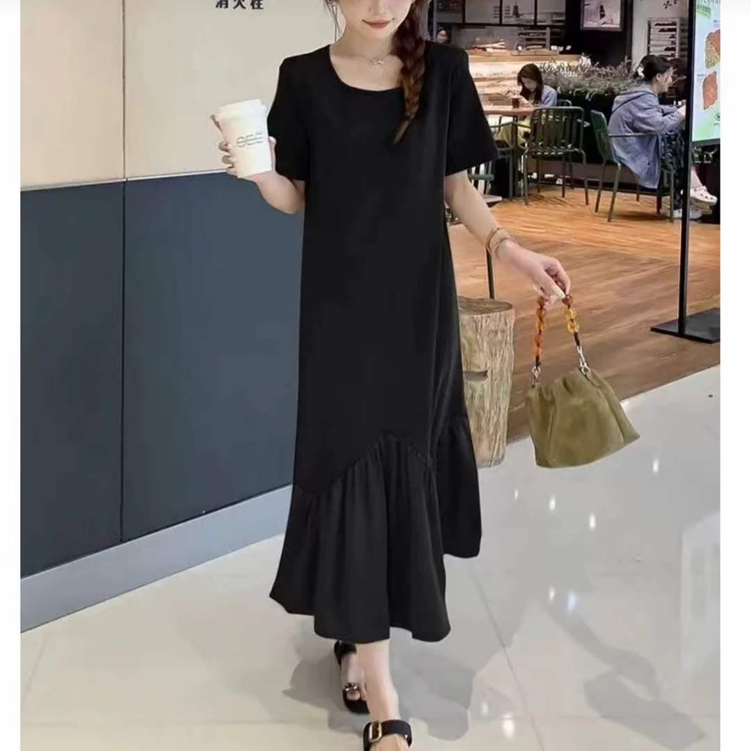 250-300斤 胸围160衣长120 时尚爆冰拼接鱼尾连衣裙