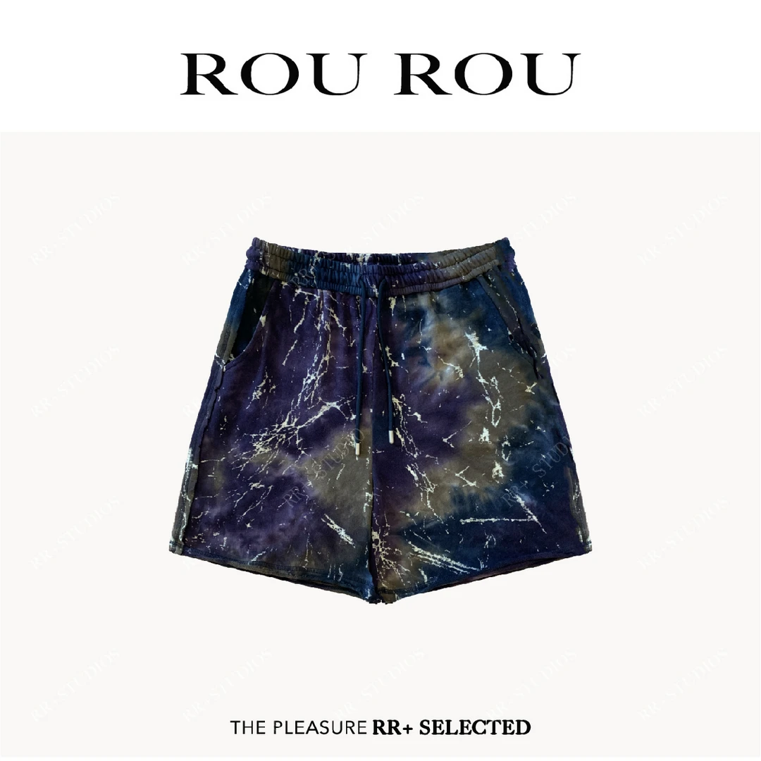 16528夏季新款时尚扎染五分短裤直筒百搭休闲裤