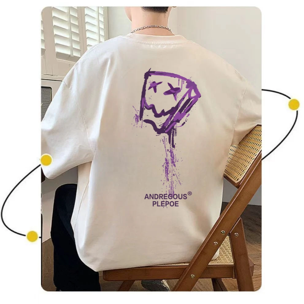 WSYYQIUYI夏季纯棉短袖T恤男潮牌字母印花短tee休闲百搭圆领体恤