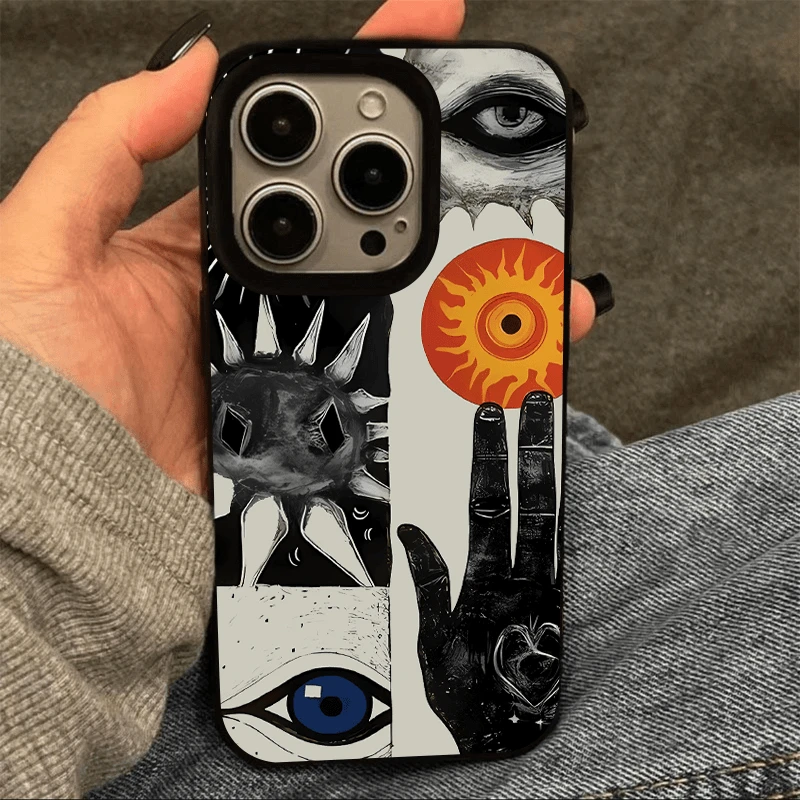 艺术空洞亮面果冻适用苹果iPhone16/13/14/15手机壳防摔小众个性