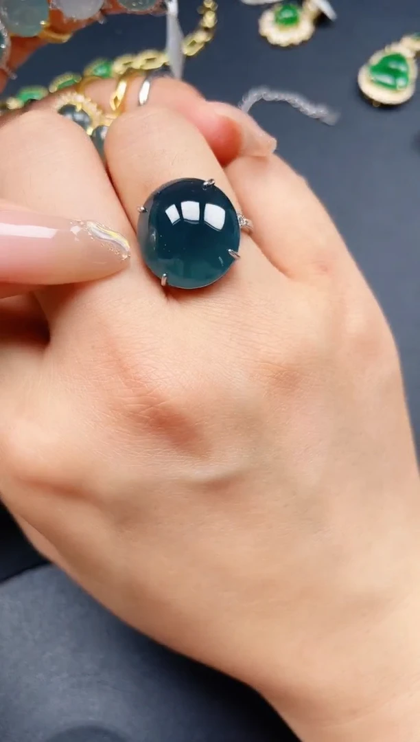 翡翠戒指银S925镶嵌432432