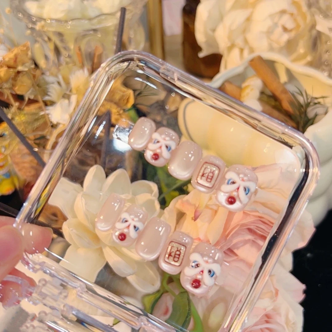 【发财醒狮】纯手工穿戴甲美甲穿戴光疗甲渐变流行纯欲秋冬