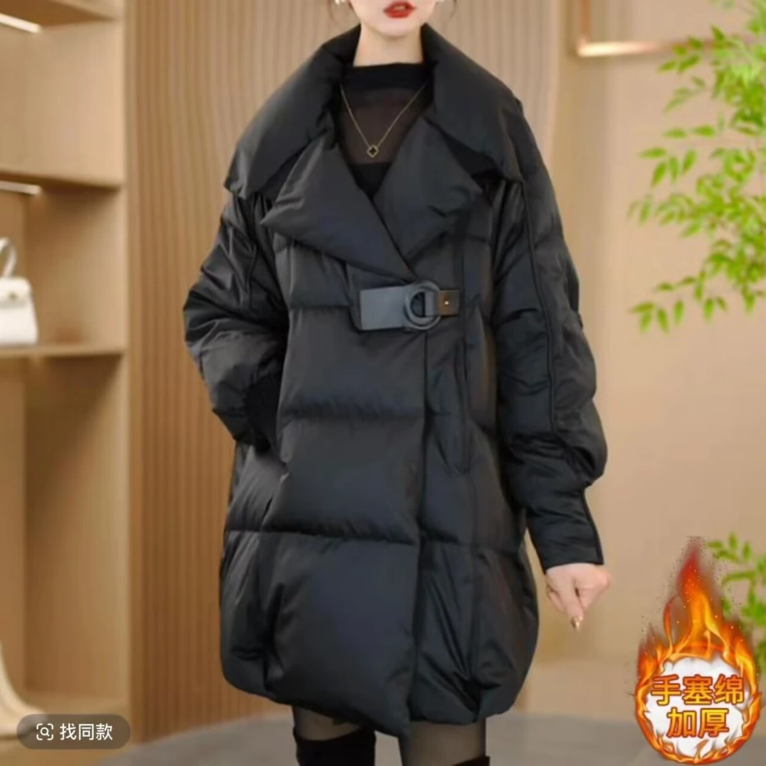 中长款时尚加厚棉服女冬季新款洋气宽松显瘦保暖外套