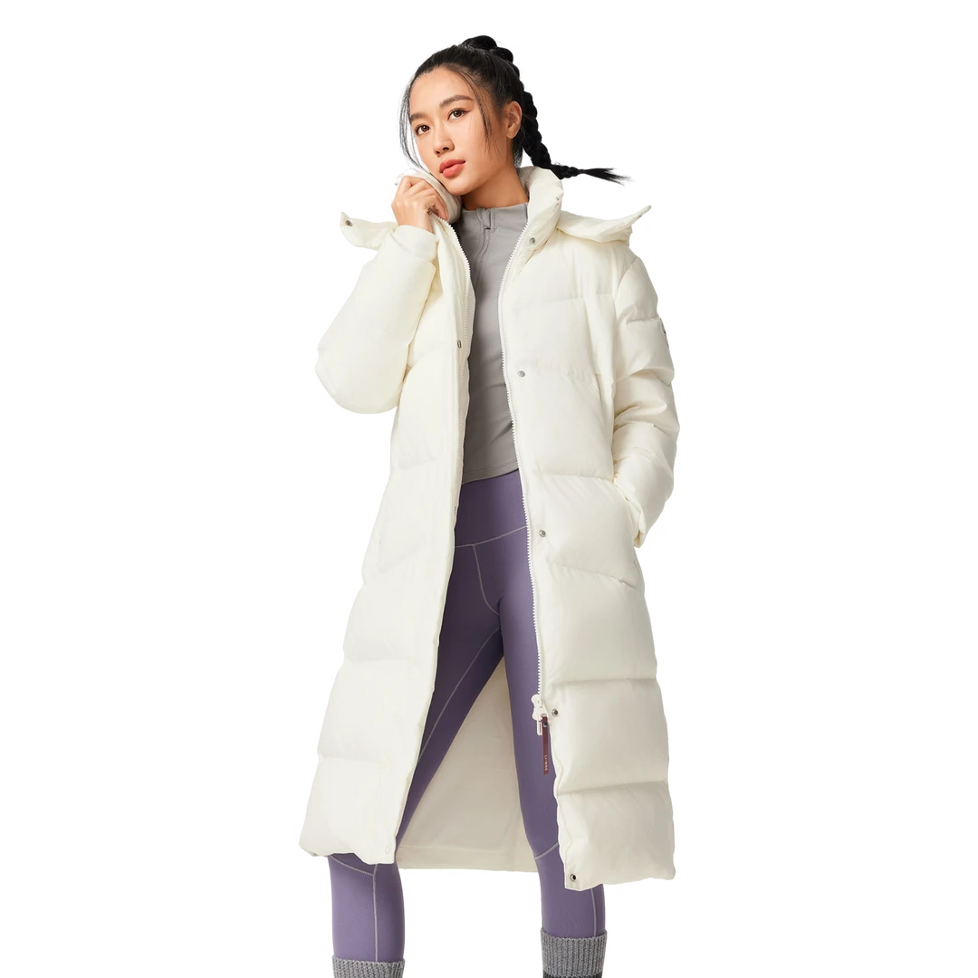 李宁女子防泼水鸭绒长羽绒服AYMV208