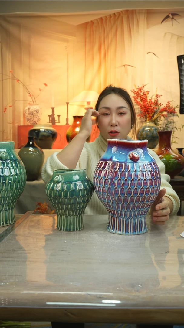 套组高28口12高温陶瓷花瓶