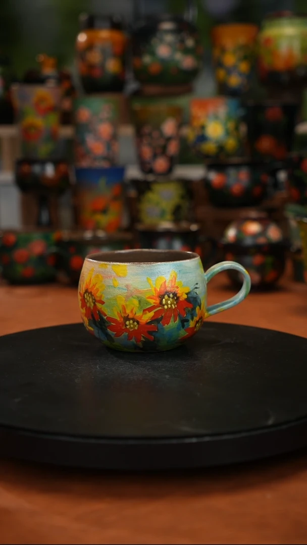 紫砂油画釉下彩手绘