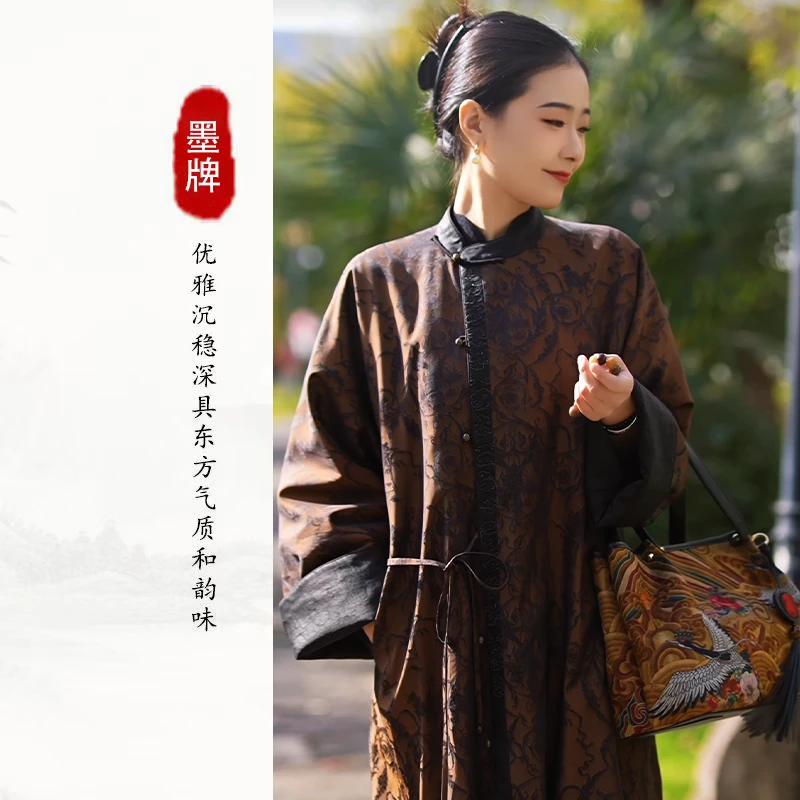 【墨牌国风】原创国风新中式陈伟峰濮绸长袍HS90297