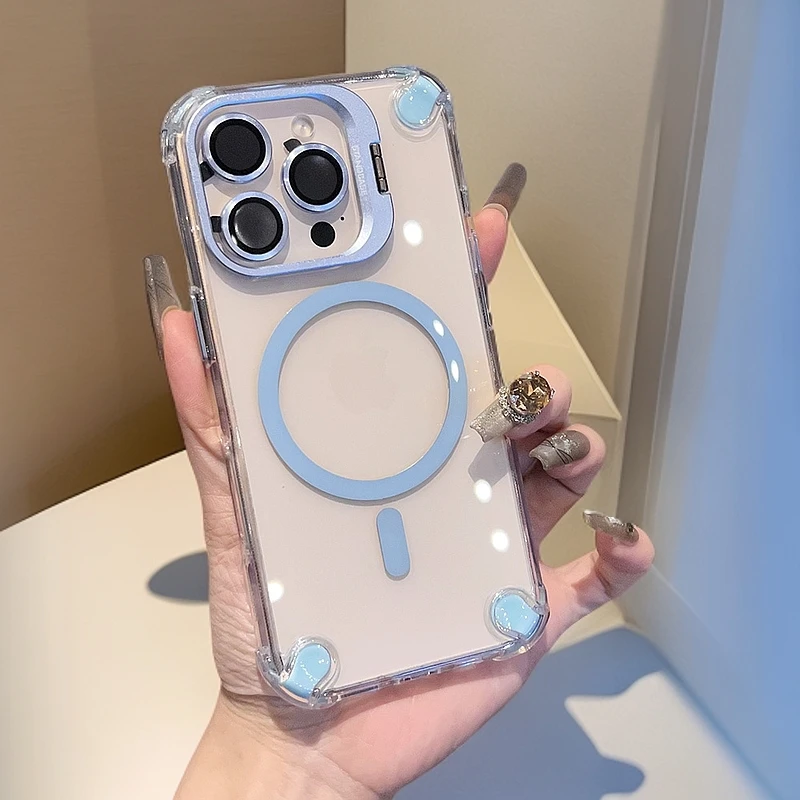 四角防摔磁吸镜头支架适用苹果16promax手机壳高级感简约全包防摔