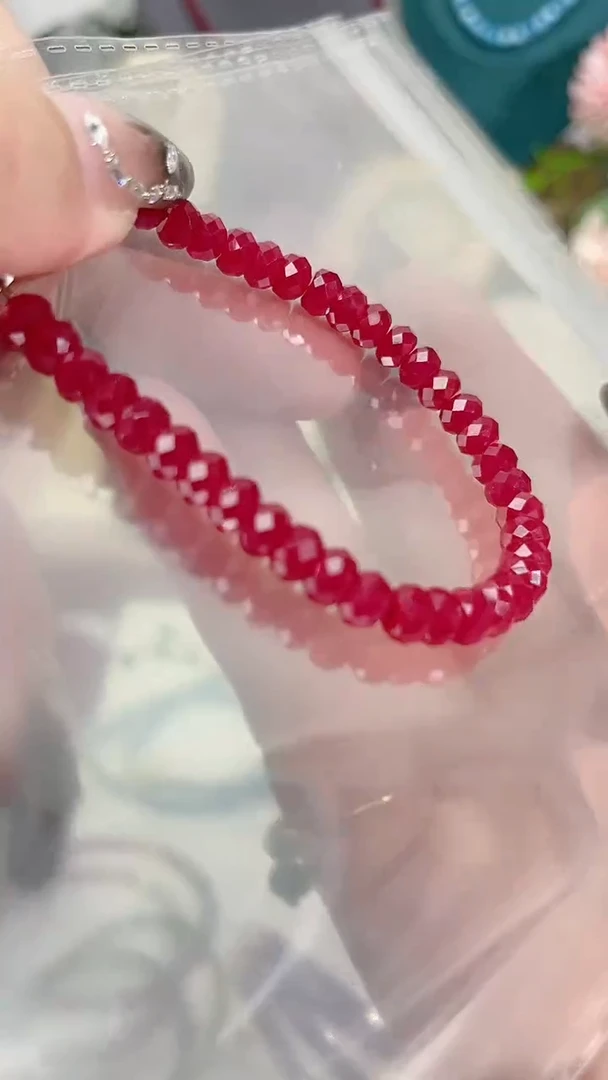 【闪购商品】红宝石手链银S925镶嵌算盘刻面99