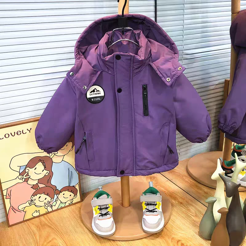 男童加绒外套秋冬装2025新款宝宝棉袄加厚冲锋衣儿童冬季男孩棉服