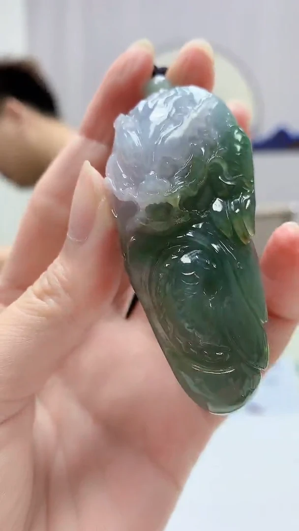 定制翡翠未镶嵌4868zm-毛货挂件63龙牌