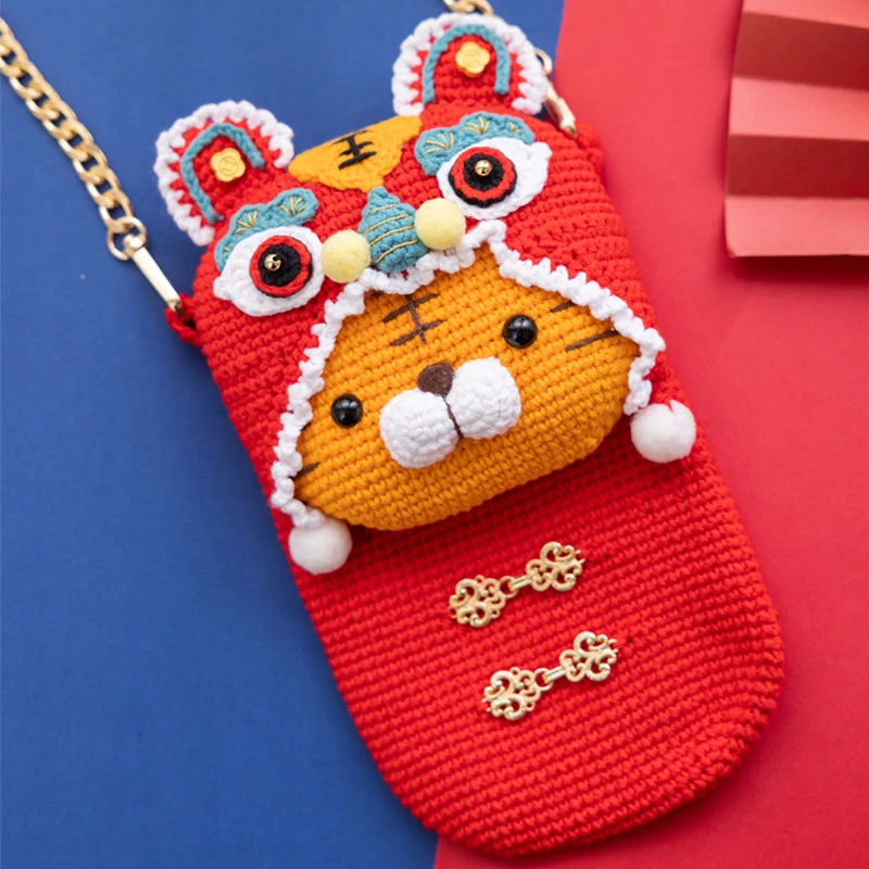 【材料包】虎虎生威红包毛线钩针织材料包可爱老虎休闲DIY手作