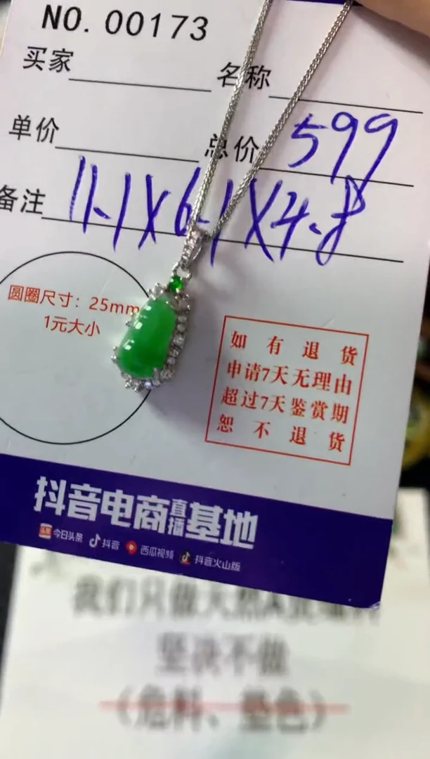 颈饰银S925镶嵌翡翠翡翠