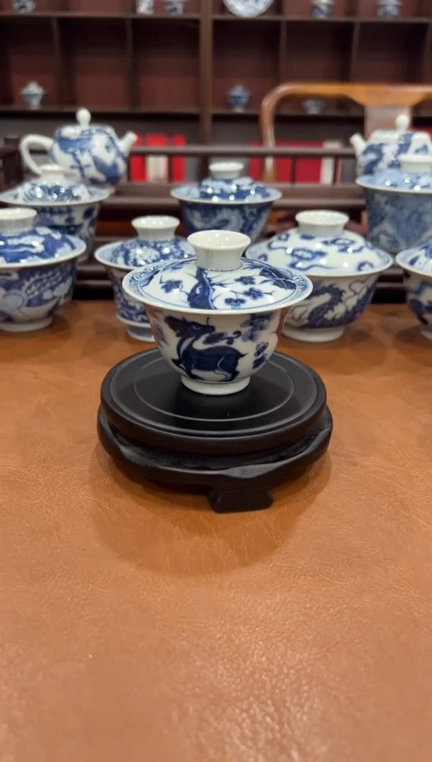 松竹梅小鹿盖碗（微瑕）