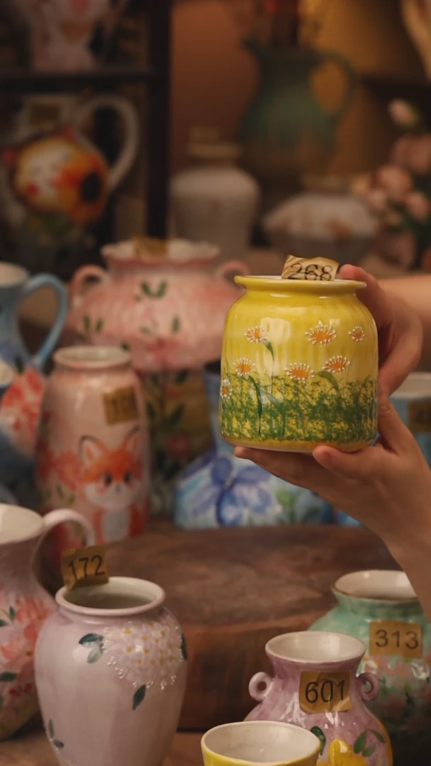 陶瓷268景德镇设计师手作花器摆件侘寂风
