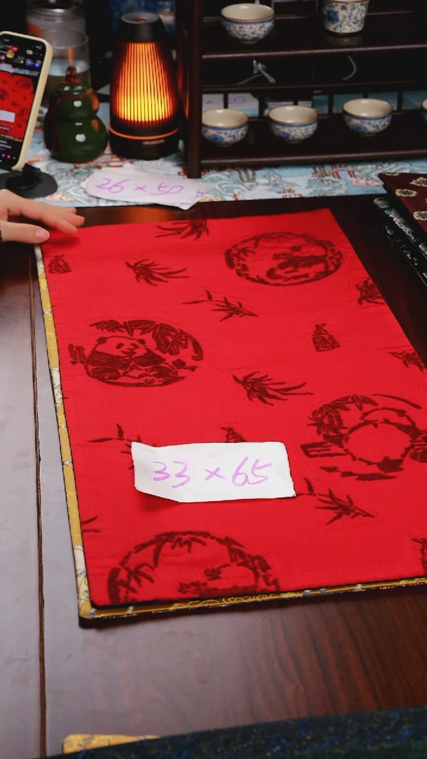 【微瑕胸有成竹红蓝双面】中国风干泡织锦茶席33*65