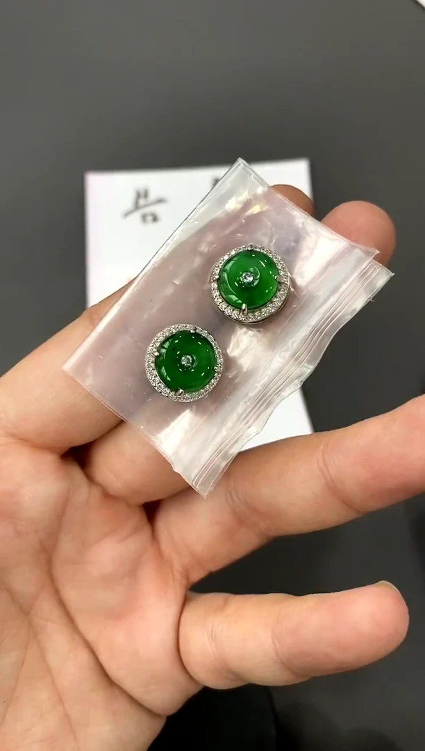 【闪购商品】翡翠耳饰银S925镶嵌买断价
