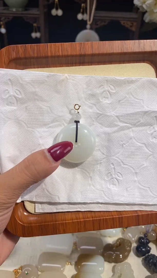 颈饰未镶嵌和田玉白玉平安扣30mm