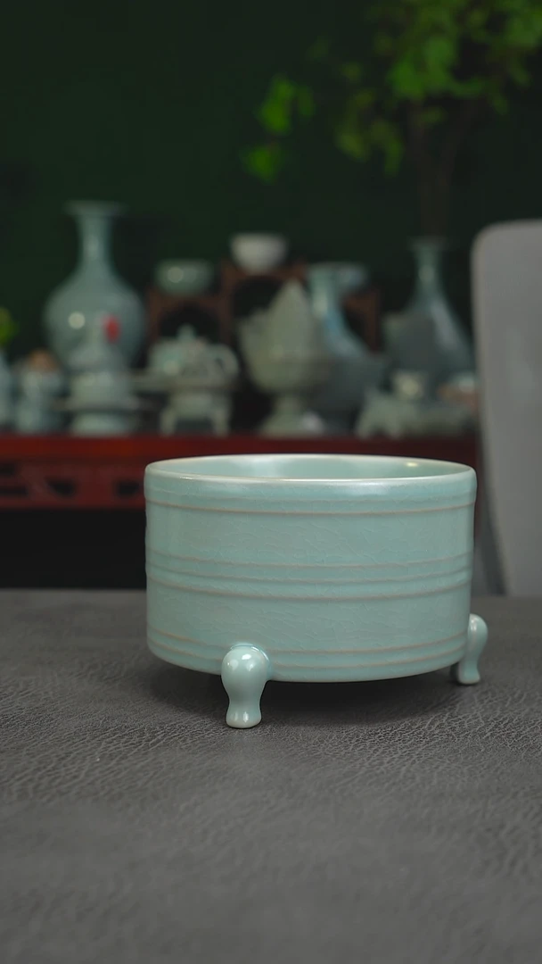 小三足炫纹樽  13.5  一级品微瑕-二