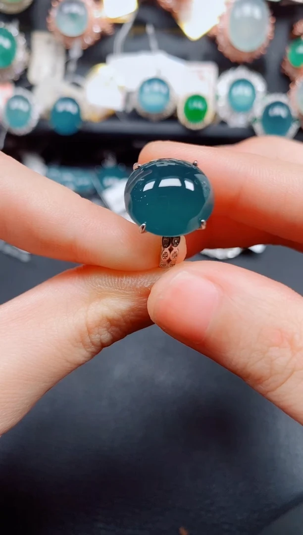 银S925镶嵌戒指翡翠翡翠