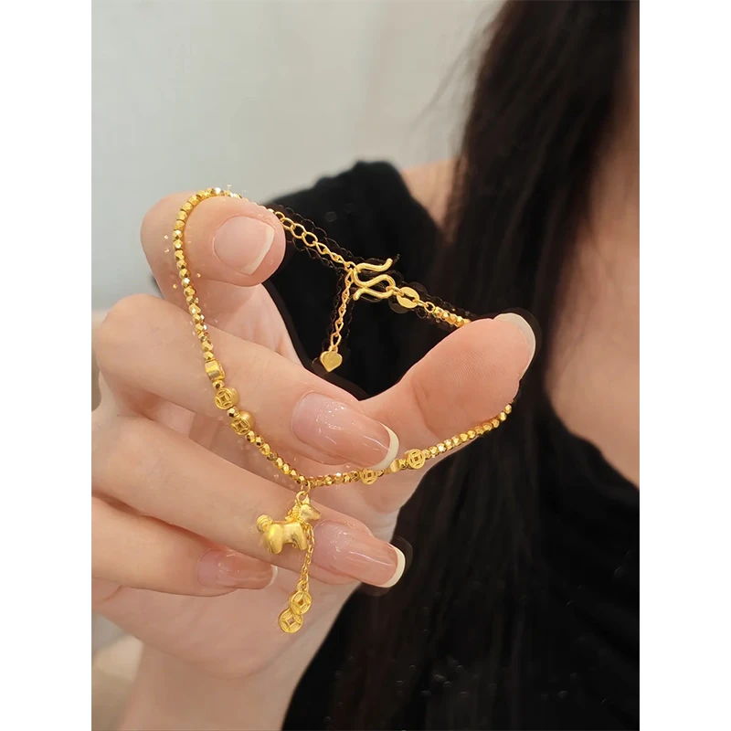 手链 999镀K蹦迪珠马上有钱气质时尚复古小众手链条22