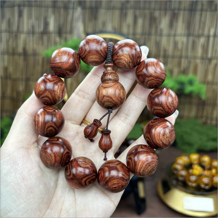 【椿野文玩】852 对眼纹2.0cm黄花梨单圈手串