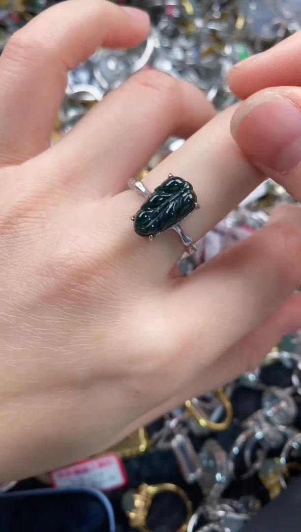 银S925镶嵌戒指翡翠999   3