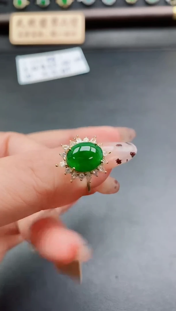 银S925镶嵌戒指翡翠1