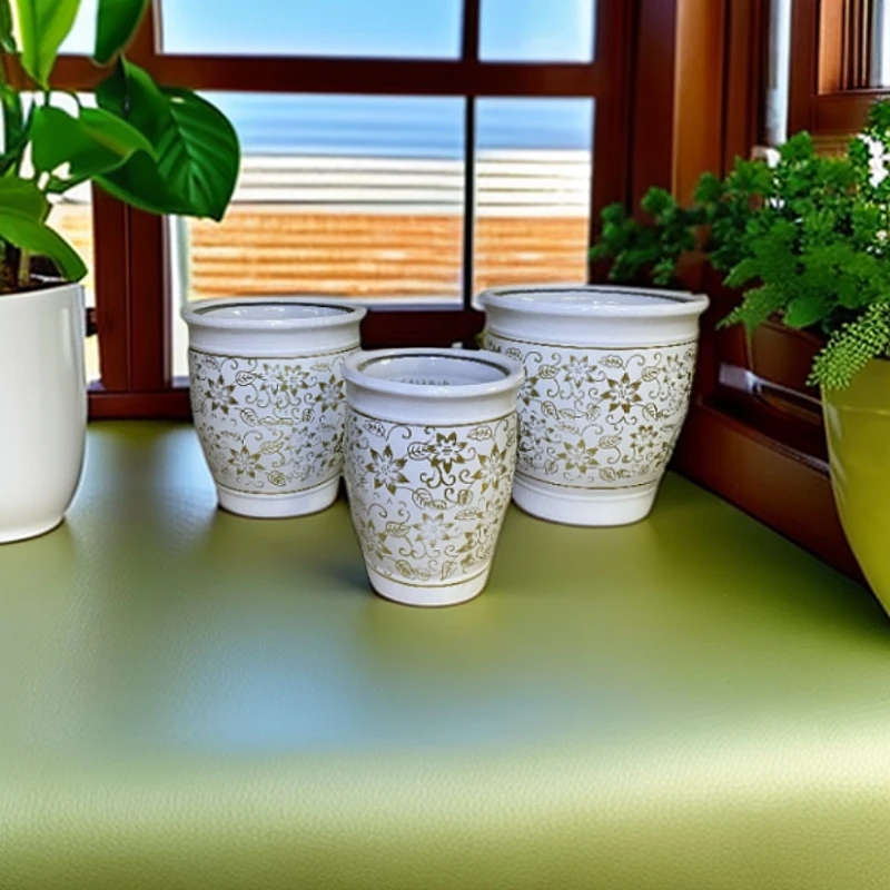 陶瓷花盆简约时尚中国风设计