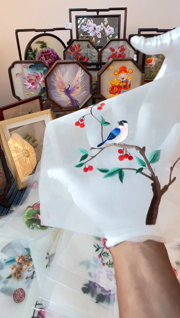 织绣纯手工苏绣双面绣绣布