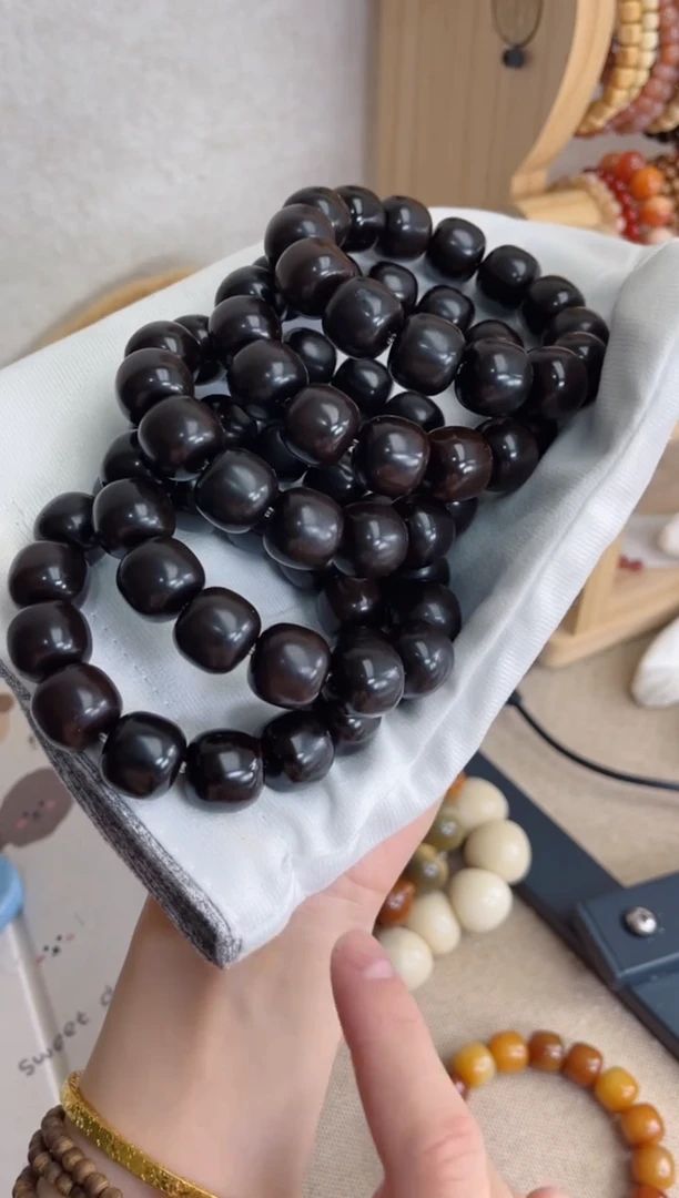 菩提根/象牙果手串r55阿尔卑斯干磨桶珠15*16手串