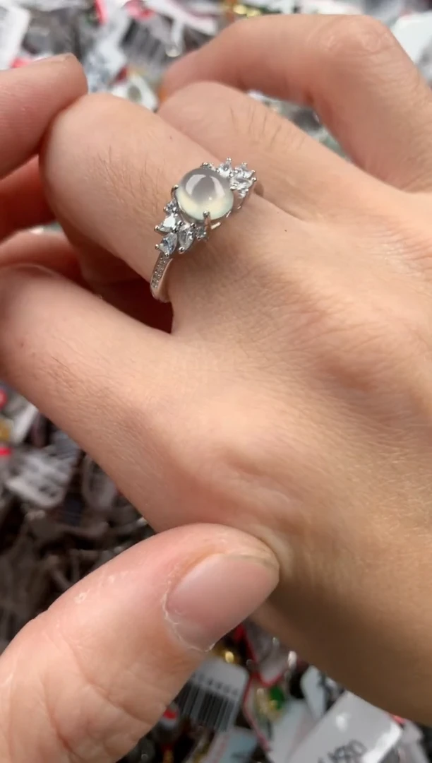 银S925镶嵌戒指翡翠444   2