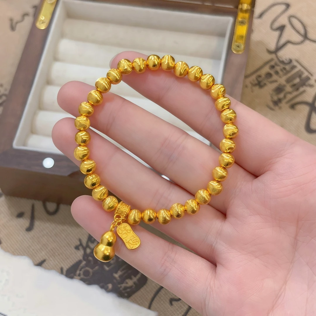 手链 葫芦猫眼手链6毫米新中式拉丝工艺葫芦吊坠手饰卡6手串