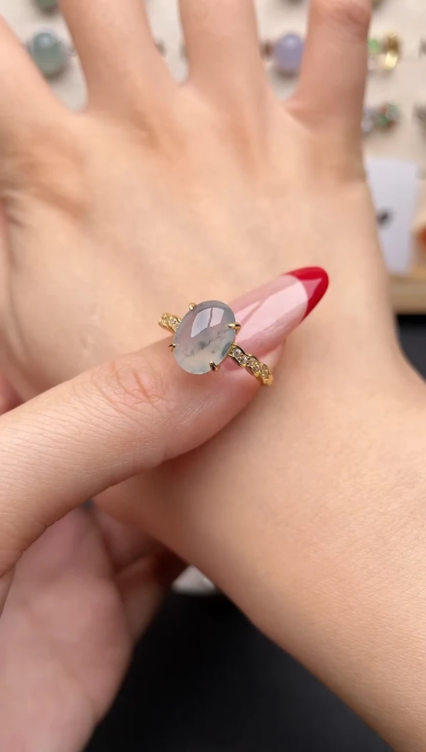 【闪购商品】翡翠戒指银S925镶嵌一物一证一礼盒