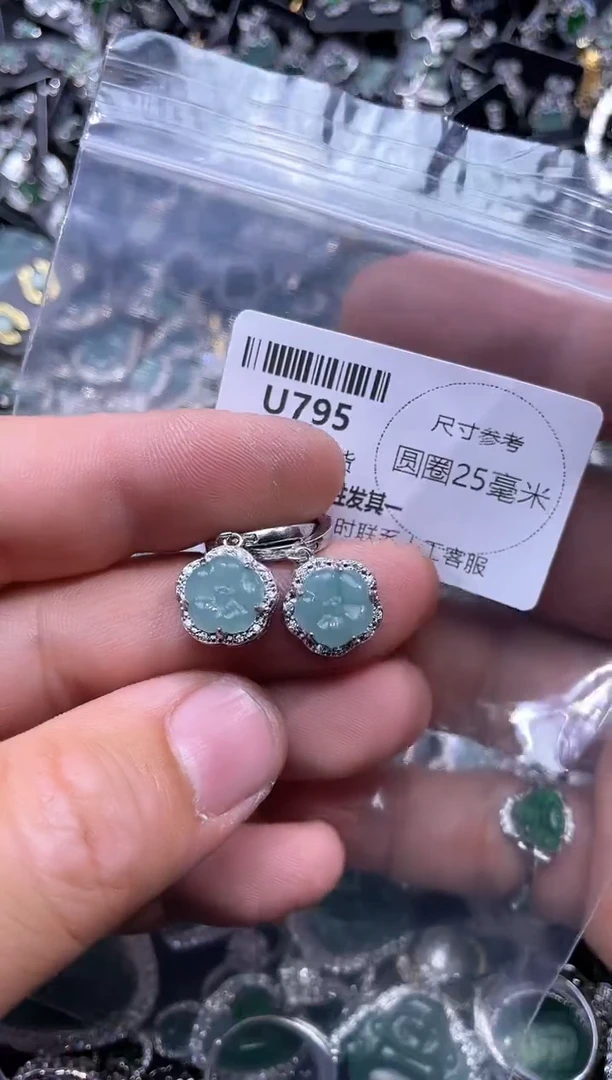【闪购商品】翡翠颈饰未镶嵌U795耳扣